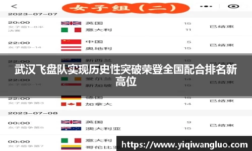 武汉飞盘队实现历史性突破荣登全国配合排名新高位